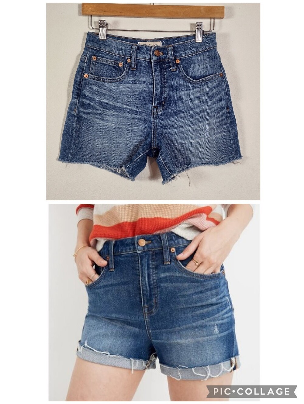 Madewell High-Rise Denim Cut Off Jean Shorts Glenoaks Blue Wash Size 24